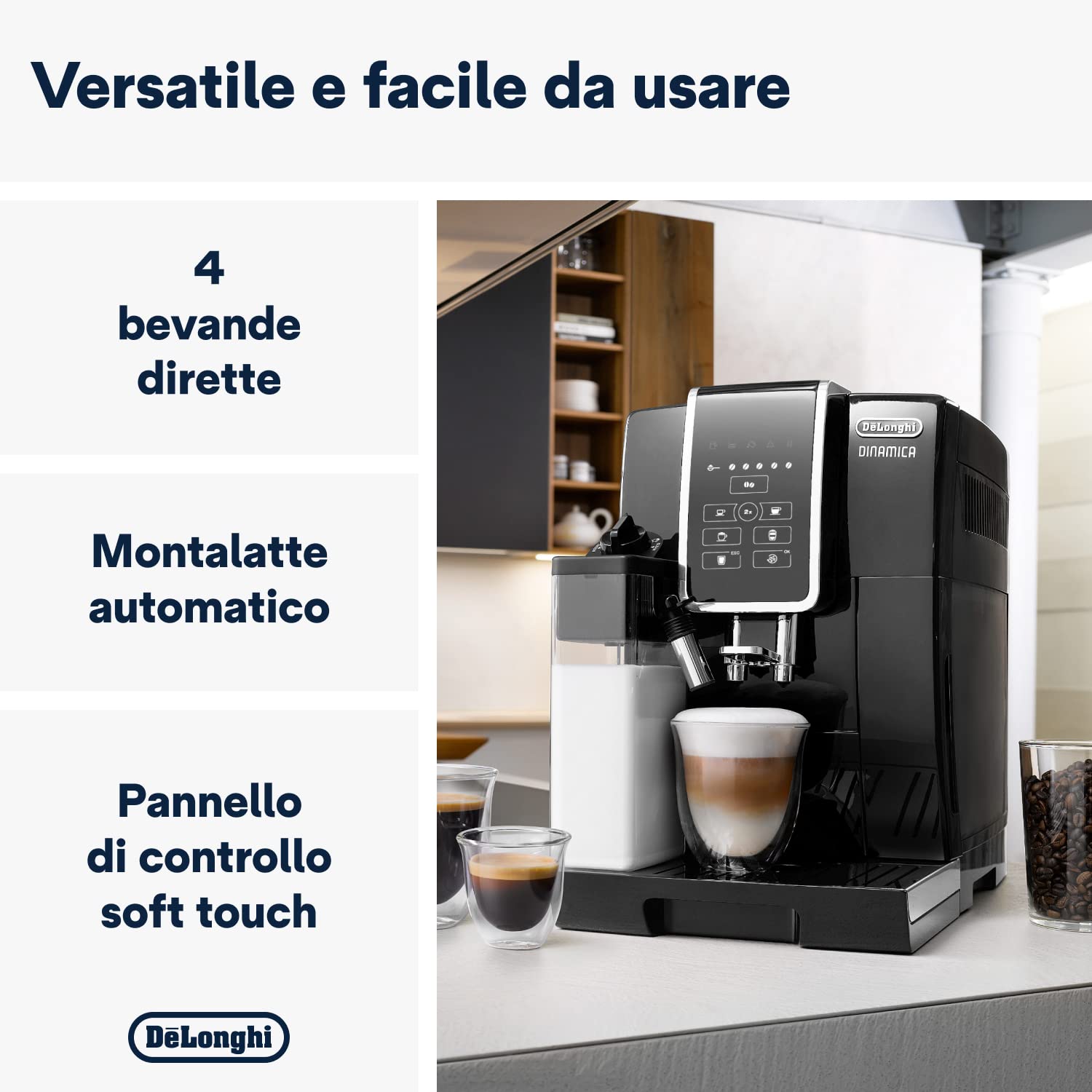 DeLonghi DINAMICA ECAM350.55.B: 24+ Function Fully Auto Coffee Machine for Espresso, Americano, Cappuccino, Latte, Macchiato