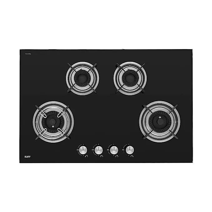 KAFF CRH 804 Tornado Style Burner Stainless Steel, Tempered Glass Auto Ignition In-Built Hobs (Black)