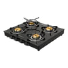 Faber Glass Top 4 Burner Gas Stove (Hob Cooktop Pearl 4BB BK) with Jumbo Burner, Diamond Coated Pan Support, Manual Ignition, Black