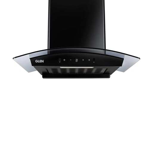 Glen Auto Clean Curved Glass Filter-less Kitchen Chimney 76cm, Motion Sensor control with Digital Display 1500 m3/h (6059 DI BL AC)