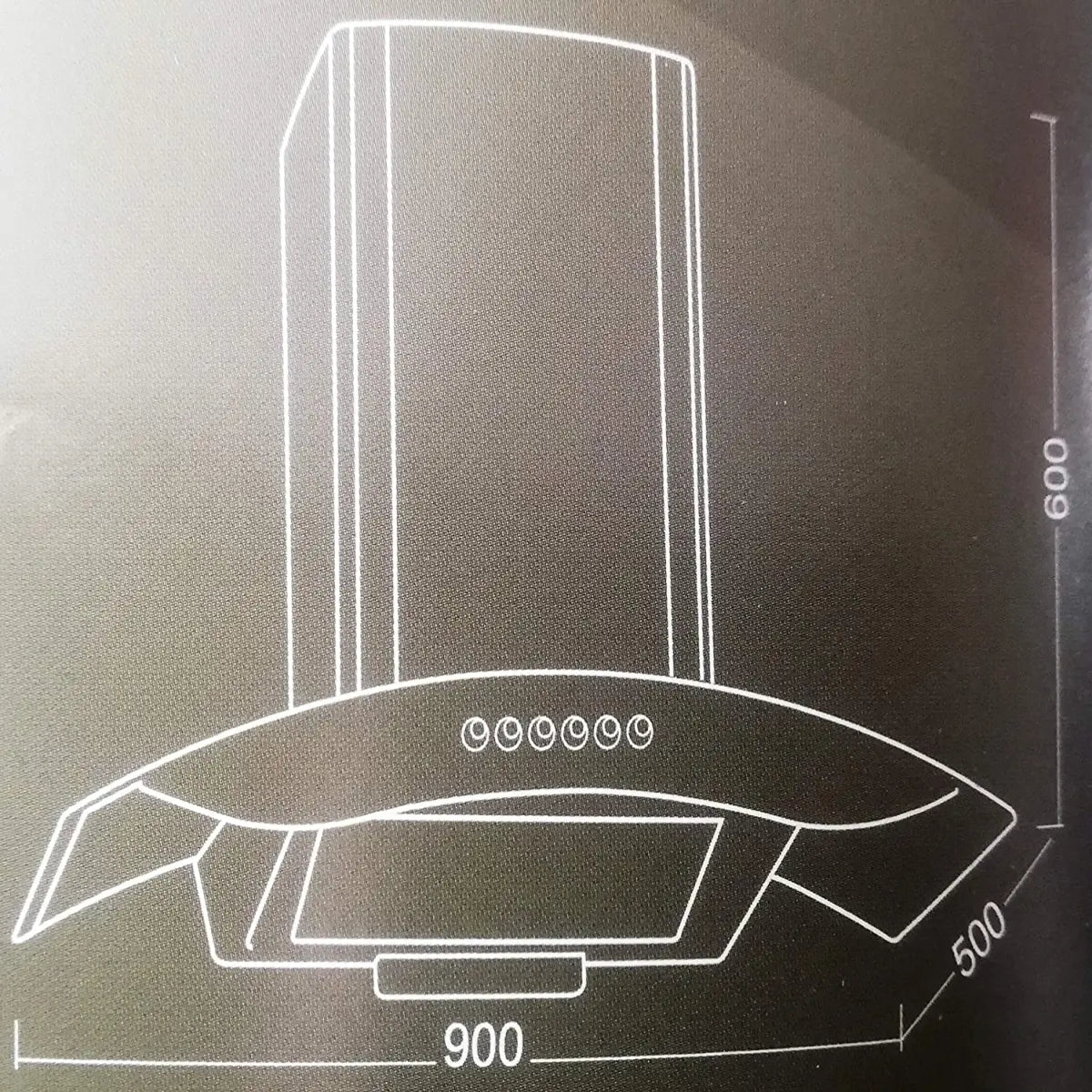 Kutchina 90cm 1200 Aster Hood Chimney Black