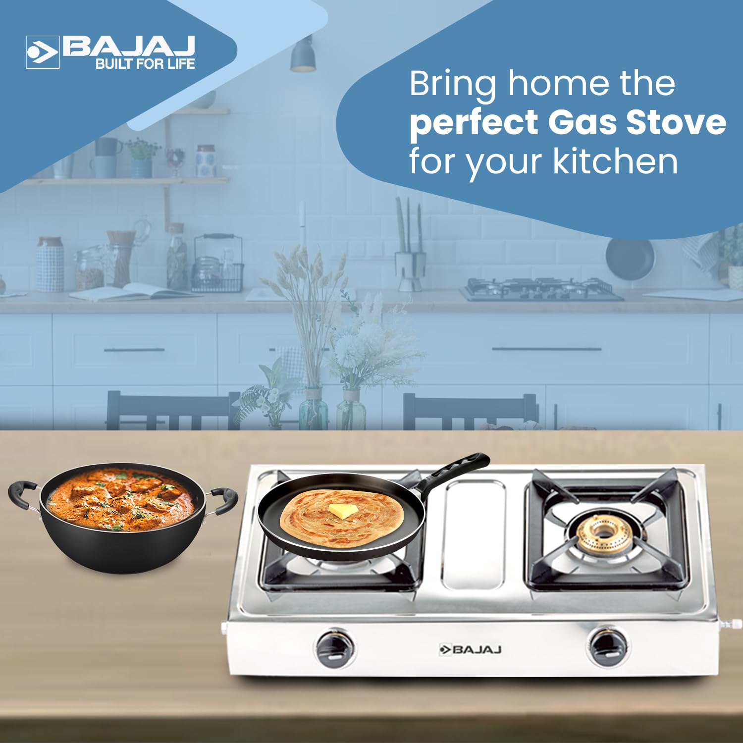 Bajaj Ultra Ss 2B Open Gas Stove, Multicolored, Steinless steel