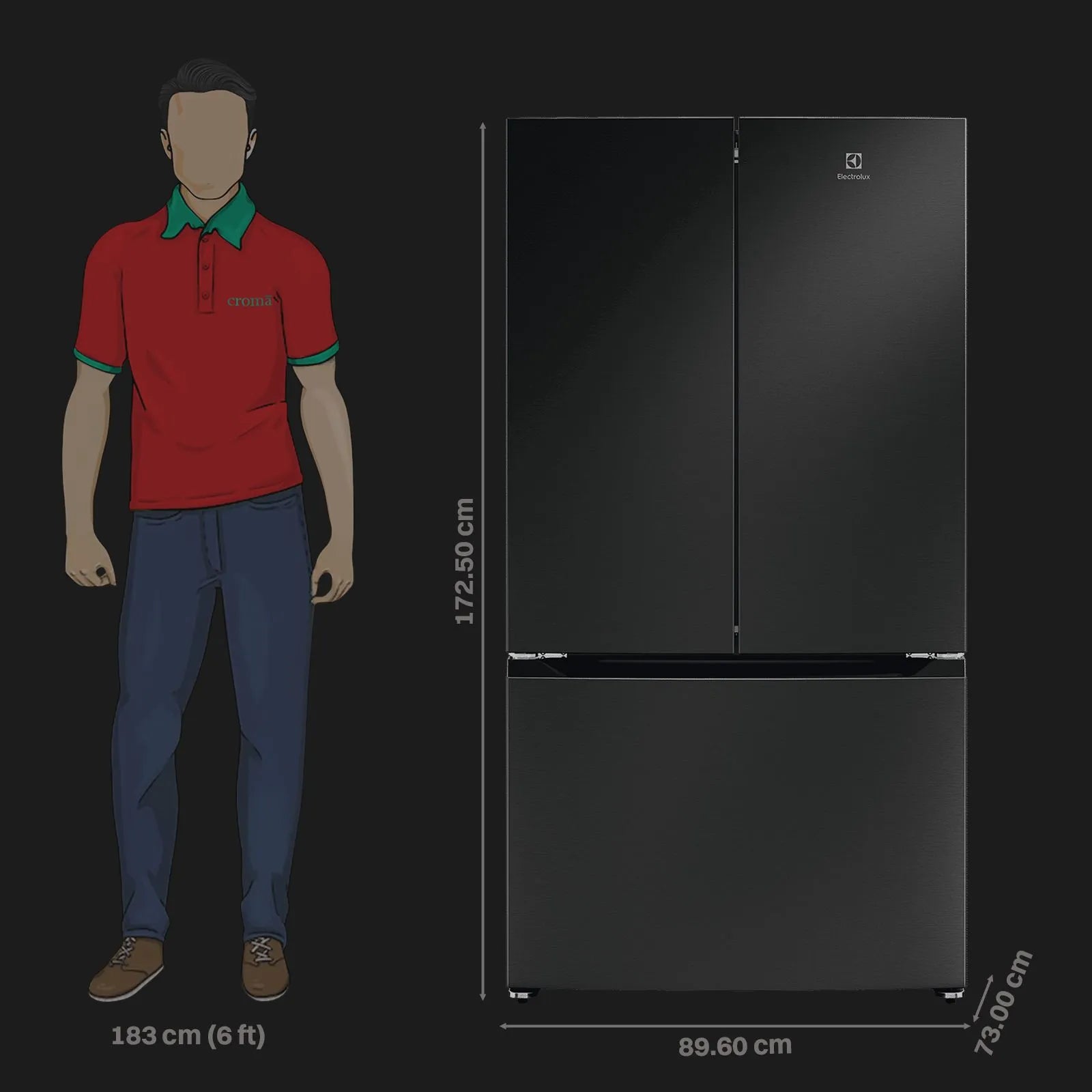 Electrolux EHE5600D-B 600 Series 565L Refrigerator: Touch Control & Sleek Design
