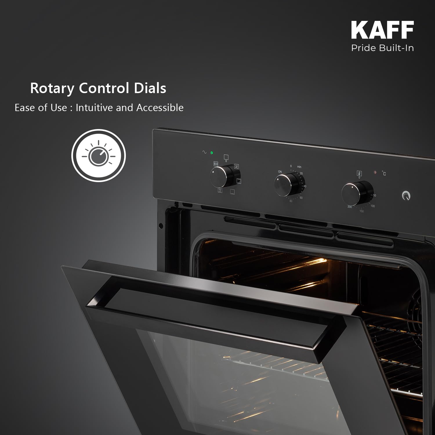 Kaff OV 83 ML7 Built-in Microwave Oven 83L Full Black Tempered Glass, 3 Layer Door (Black)
