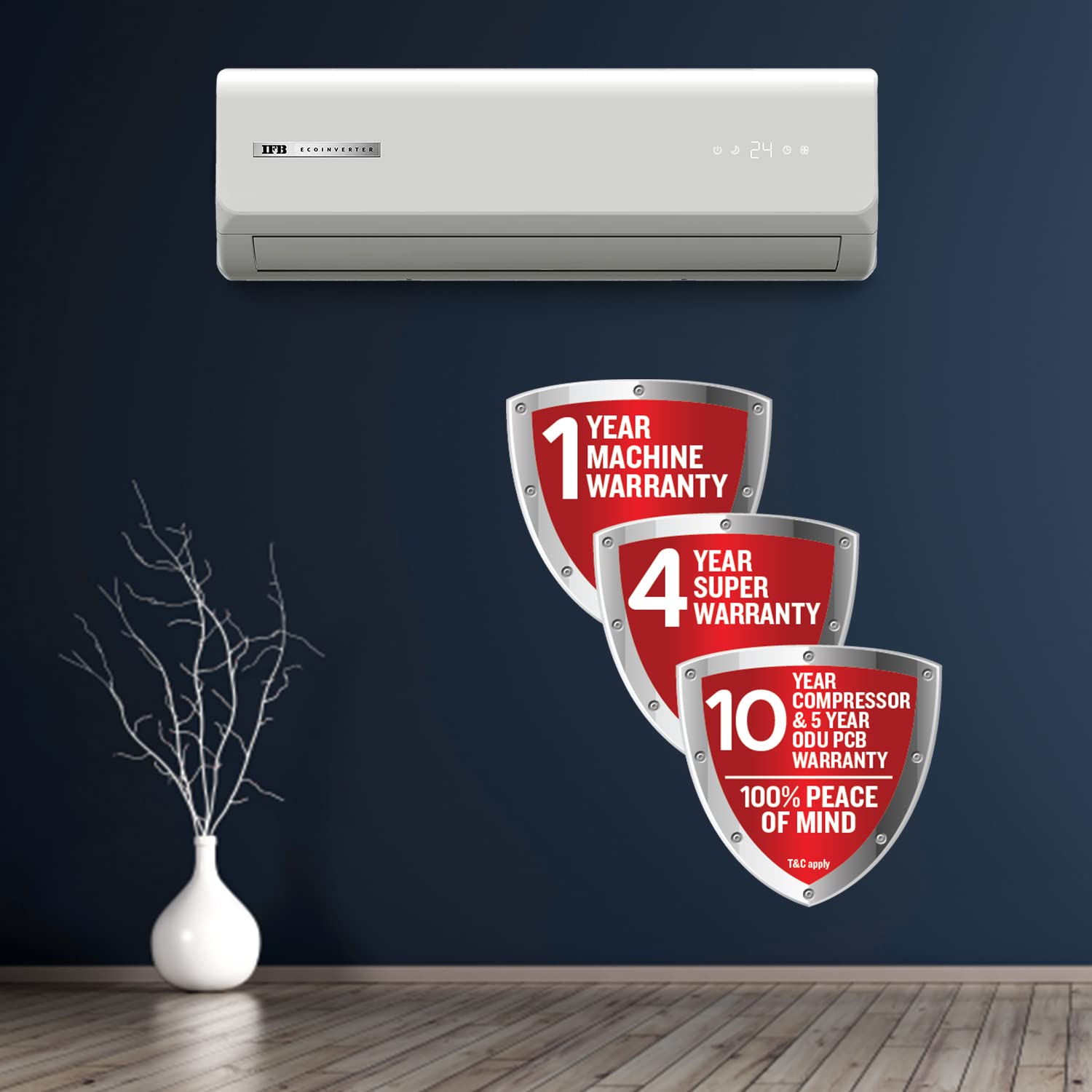 IFB 2 Ton 3 Star Inverter Split AC (Copper, Convertible Flexi 8-in-1 Cooling, PM 0.3 Filter, 2022 Model, CI2433E323G1, White)