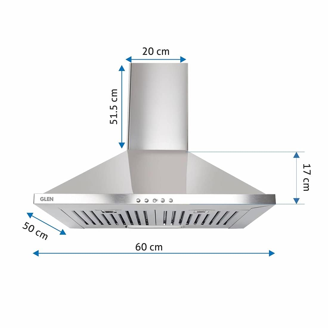 Glen Pyramid Ductless Kitchen Chimney 6050 Junior Stainless Steel 60cm 750 m3/h