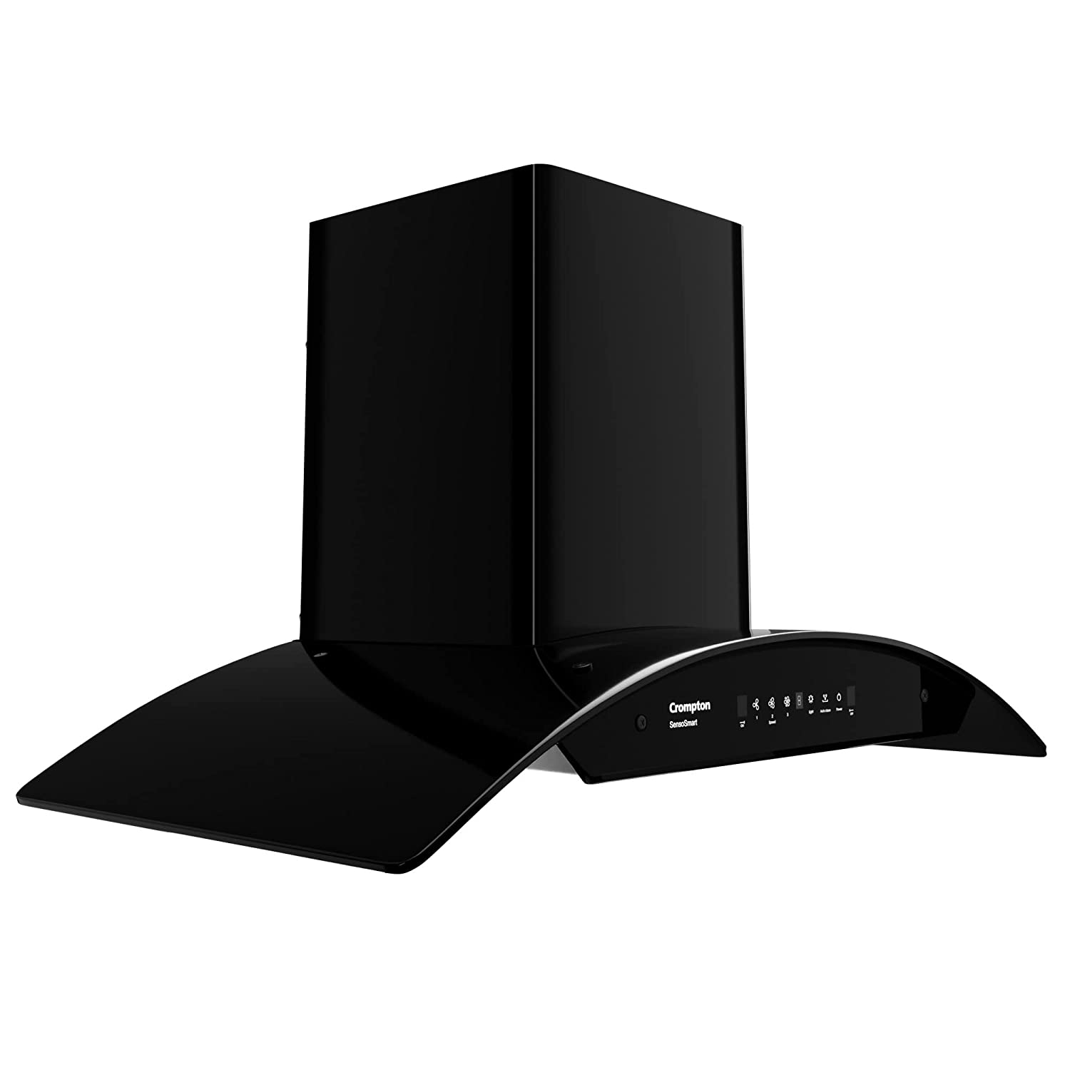 Crompton SensoSmart Curved 90cm Chimney Filterless (Black) 1360 m³/hr (CHD-SSC90FLE-MBL)