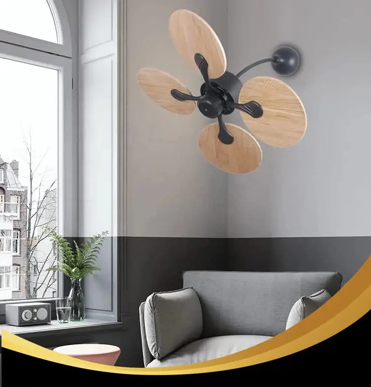 oltao Finn 32" Wall Fan With BLDC Motor, Reverse Air Flow  Wooden Blades, Remote
