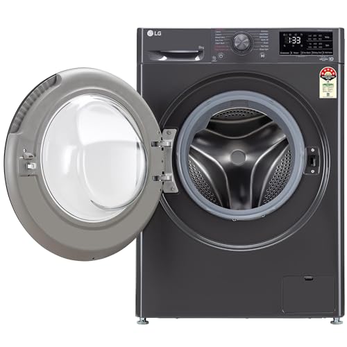 LG 8 Kg, 5 Star, AI Direct Drive Technology, Steam & 6 Motion DD Fully-Automatic Front Load Washing Machine (FHP1208Z3M, Intelligent & Convenient Fabric Care, Allergy Care, Middle Black)