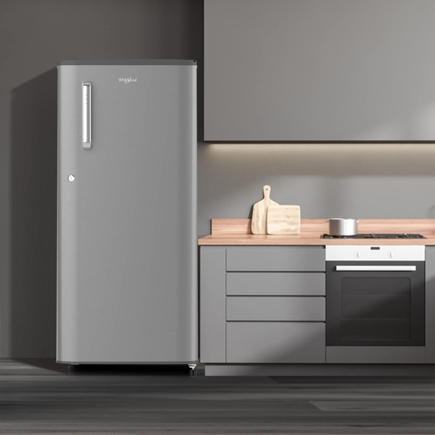 Whirlpool 184 L 3 Star Direct-Cool Single Door Refrigerator (205 WDE PRM 3S MAGNUM STEEL-Z, Magnum Steel, Grey, 2023 Model)