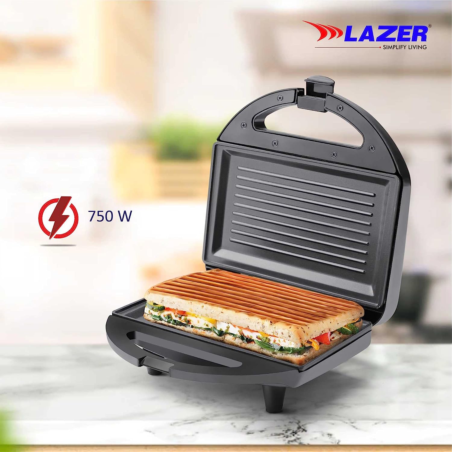 Lazer Bronzy 750 Watt Toaster Griller Sandwich Maker (Black) (Griller)
