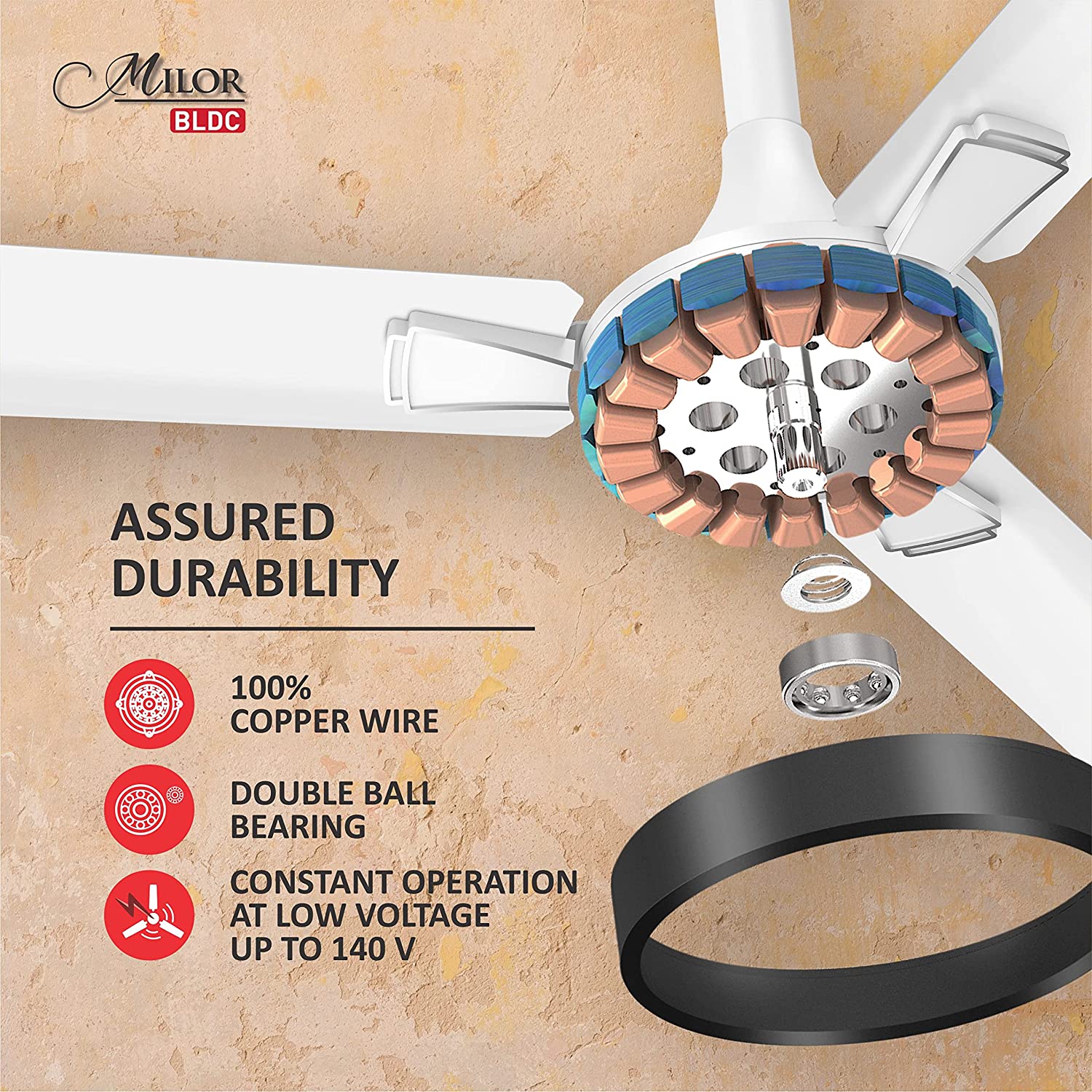 Havells Milor 1200mm BLDC Ceiling Fan Pearl White