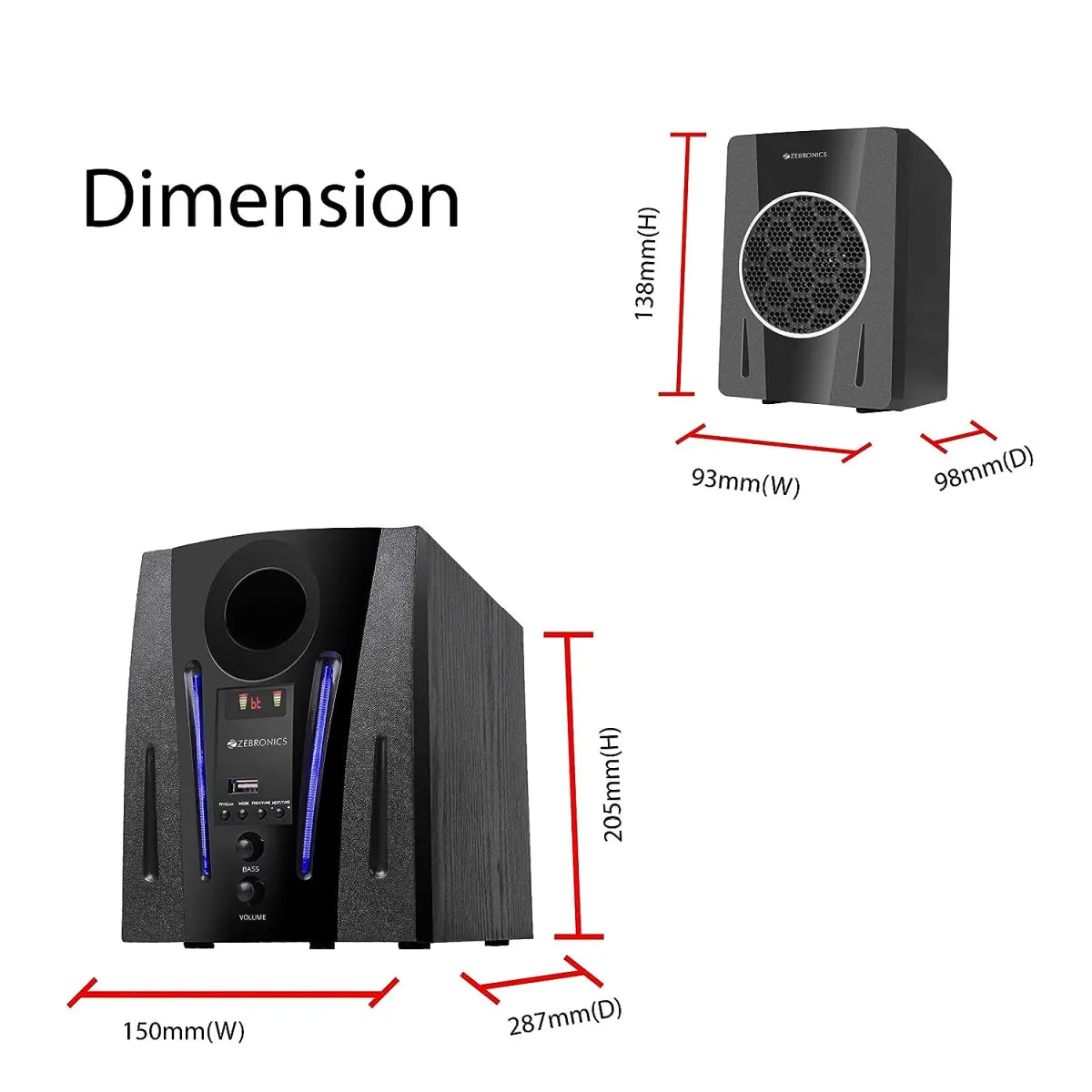 Zebronics ZEB-BT2750RUF Made in India Wireless Bluetooth Multimedia Speaker With Supporting USB, AUX, FM & Remote Control. (60 Watt, 4.1 Channel)