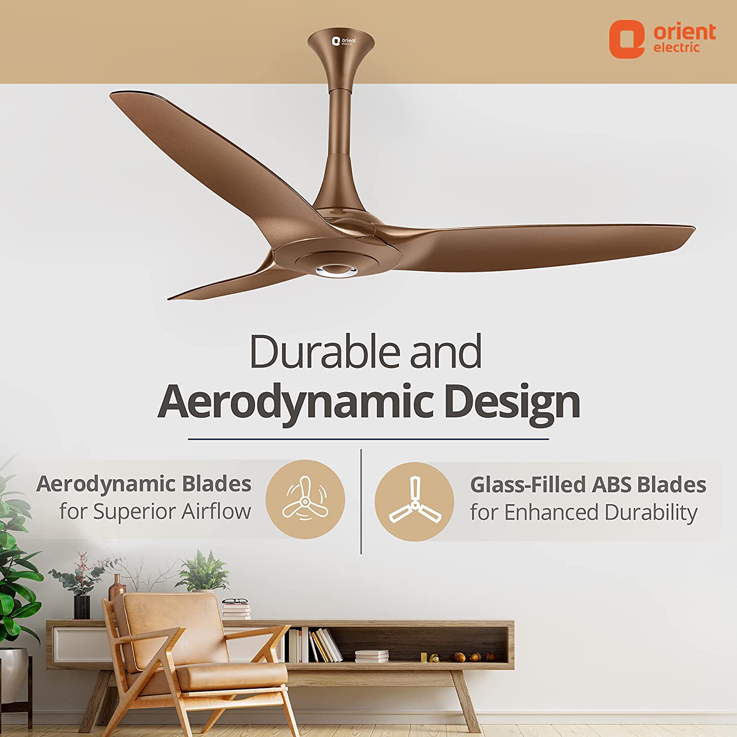Orient Electric Aeroquiet 1230 mm Ceiling Fan Caramel