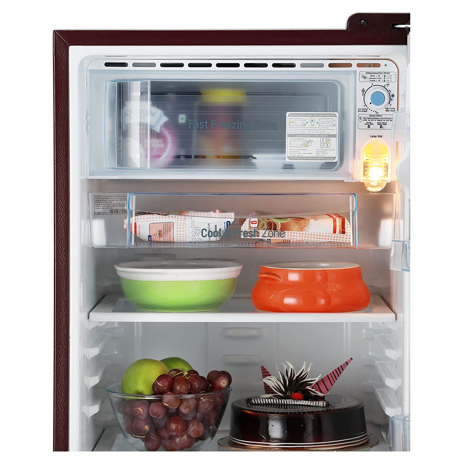 LG 185 L 3 Star Direct-Cool Single Door Refrigerator (GL-B201ASCD, Scarlet Charm, Moist 'N' Fresh)