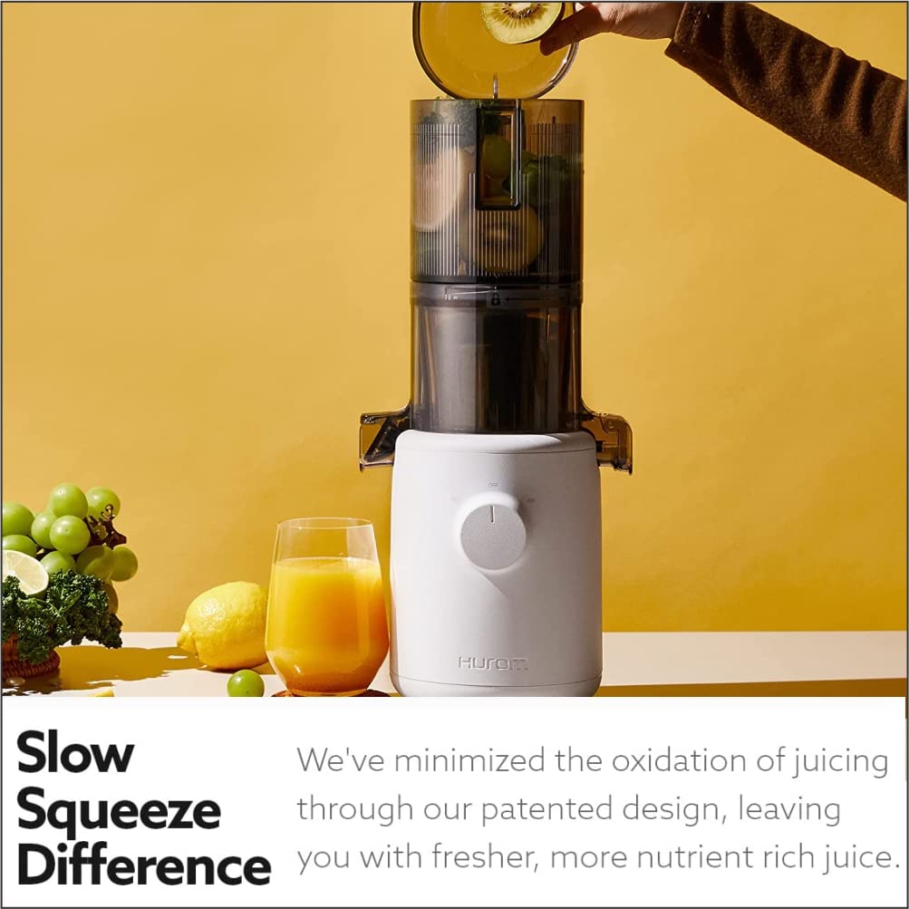 Hurom H310A Self-Feeding Cold Press Whole Slow Juicer All-in-1 multi-screw Technology from soft or hard fruits/vegetables to ice cream Made in Korea White