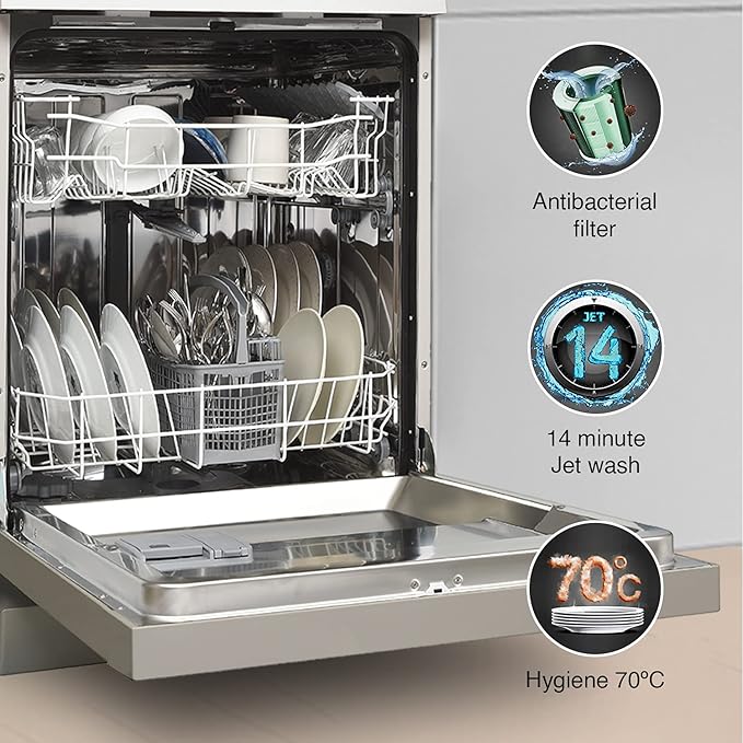 Godrej Eon Dishwasher | Steam Wash Technology |13 place setting |Perfect for Indian Kitchen| A+++ Energy rating | DWF EON VES 13Z SI STSL- Satin Silver