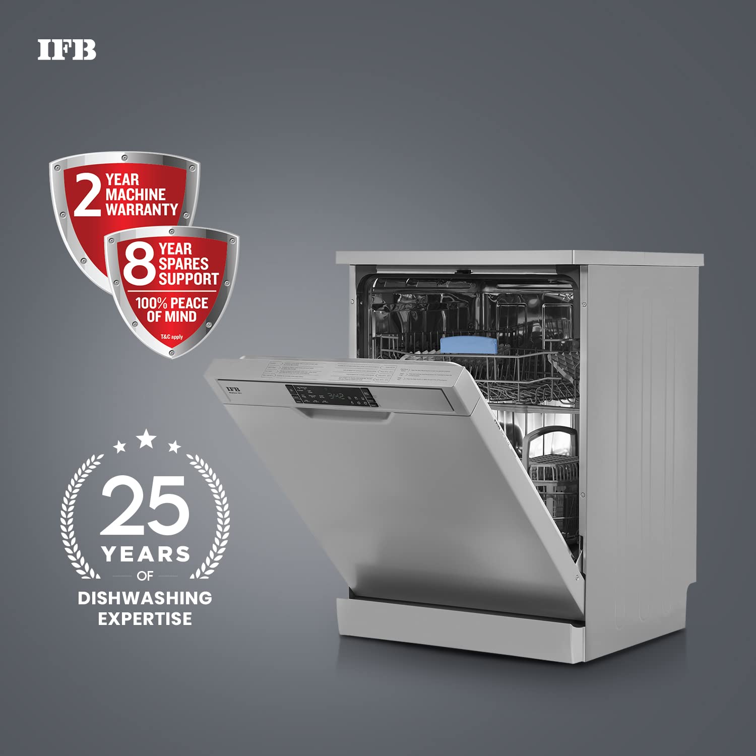 IFB 12 Place Settings ‎Hot water wash Free Standing Dishwasher (Neptune VX1, Graphite Grey, In Built Heater with Hygienic Steam Drying, Perfect for Indian Utensils)