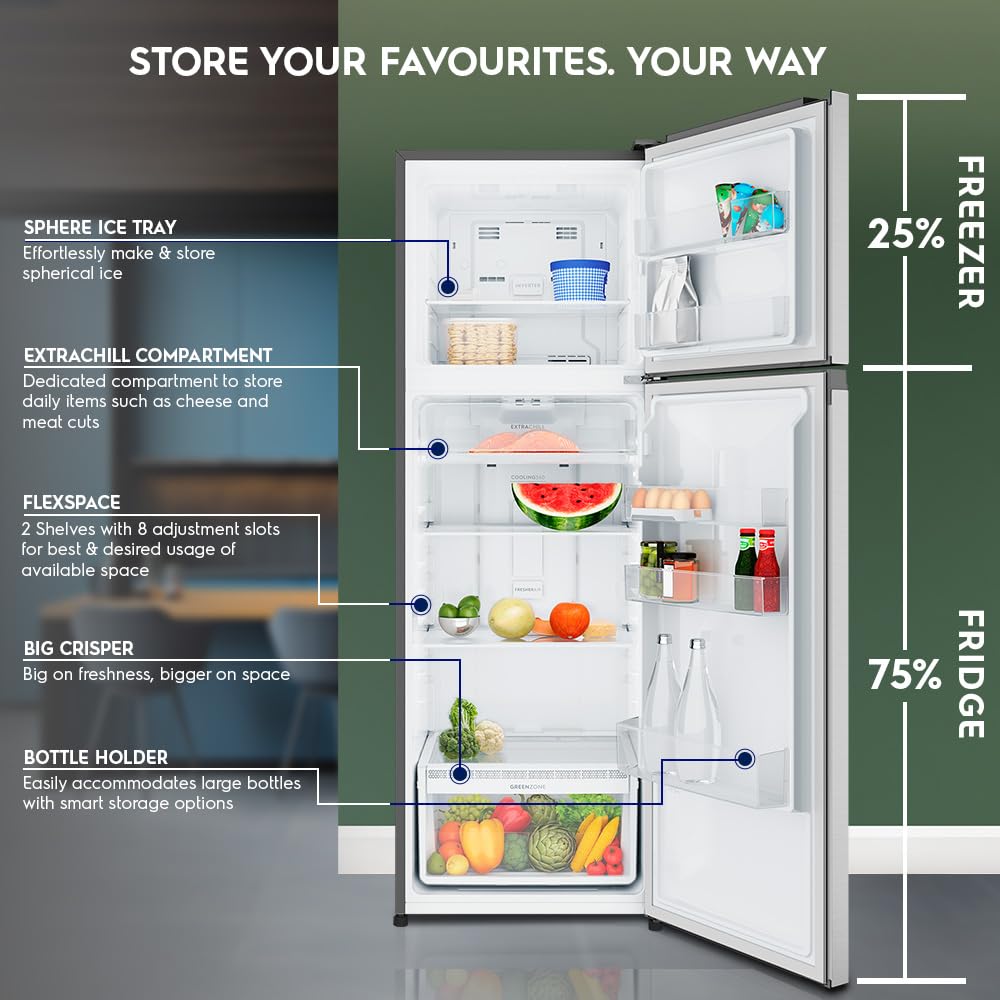 Electrolux 341L FF Double Door Fridge ETM3400L-S - Frost Free, Sleek Design