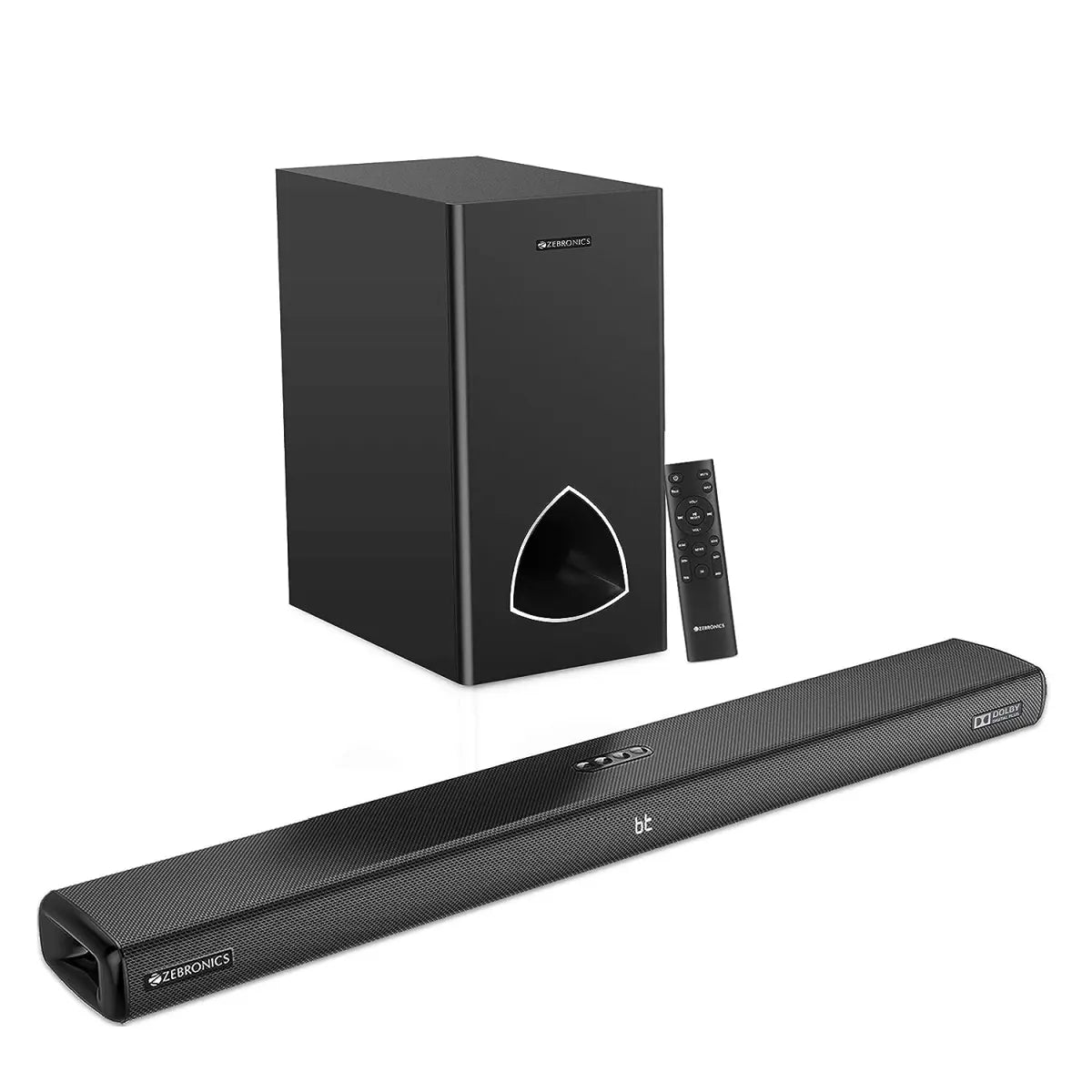 ZEBRONICS Zeb-JUKEBAR 9001 PRO Dolby, 120W Multimedia soundbar with subwoofer Supporting Bluetooth, HDMI(ARC), Optical Input, AUX,USB, Dolby Digital Plus and Remote Control (Black)