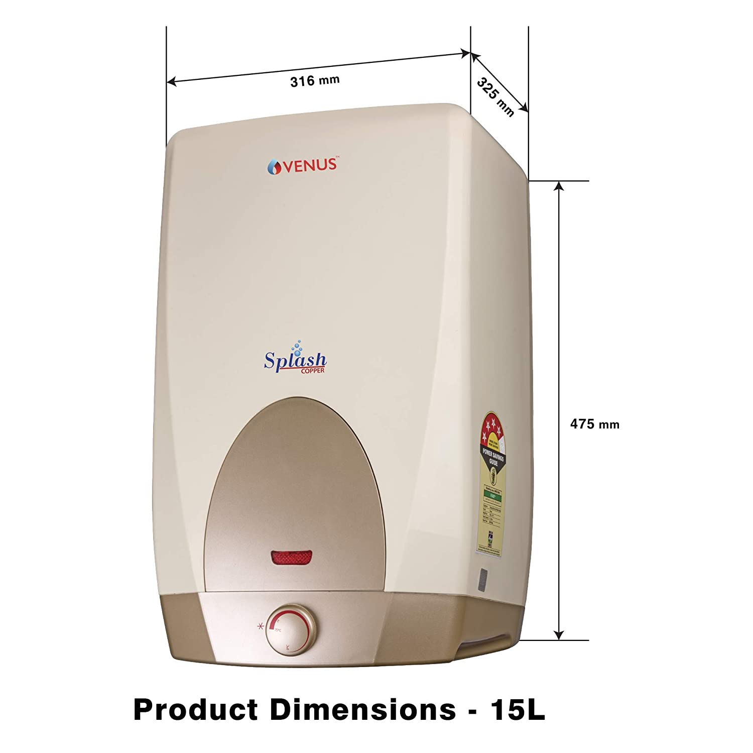 Venus  15CU 15L Water Heater Ivory 3 Star Rating