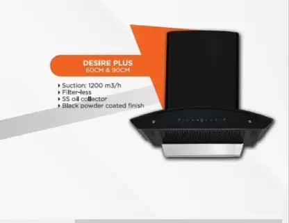 Butterfly Desire Plus 60 CM Chimney Auto Clean Wall Mounted Chimney  (Black 1200 CMH)