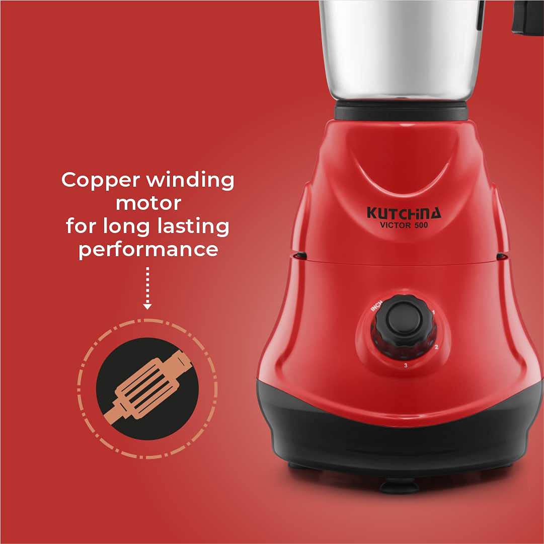 KUTCHINA 500 Watt Victor 500 Mixer Grinder Machine Red 3 Jars