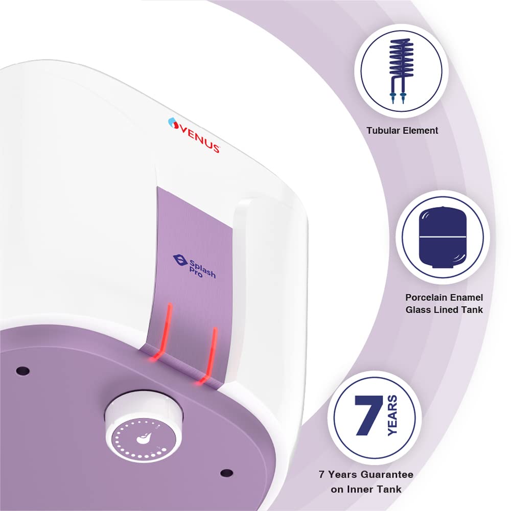 Venus Splash Pro Storage Water Heater (06 Litre, White/Purple Haze)