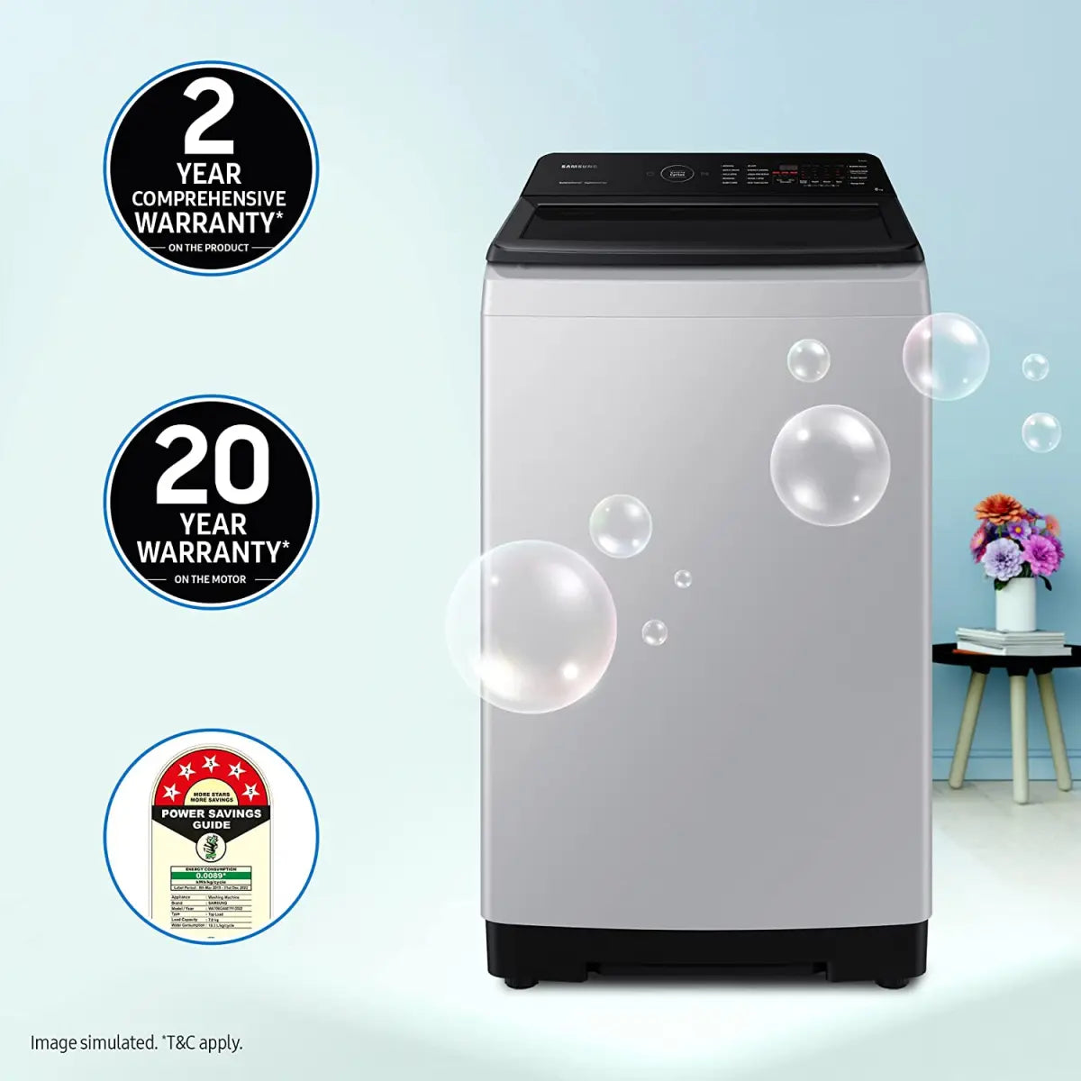 Samsung Washing machine WA70BG4582BYTL 5 Star Fully-Automatic 7kg  Lavender Grey  L