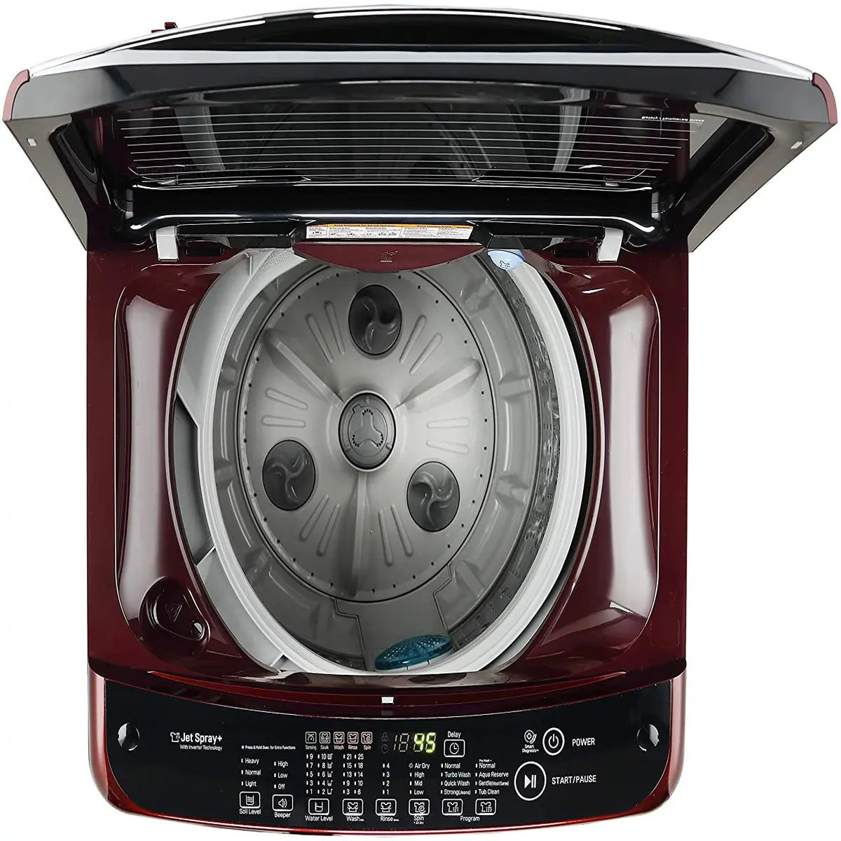 LG 6.5 Kg 5 Star Smart Inverter Fully-Automatic Top Loading Washing Machine (T65SJDR1Z, Red Floral Pattern, Punch+3)