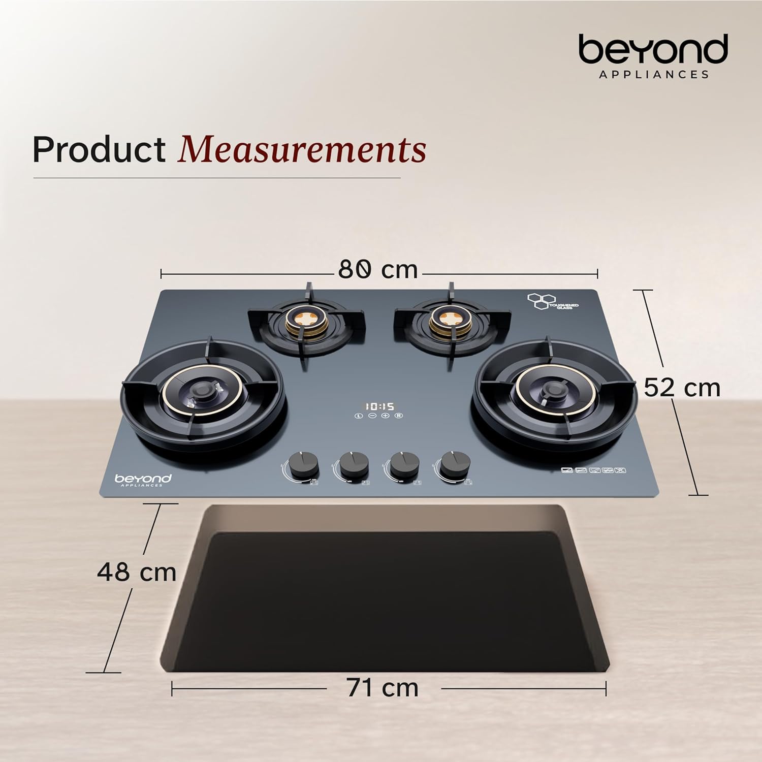 Beyond Appliances Zyra 4-Burner Glass Hobtop Gas Stove Tempered Glass
