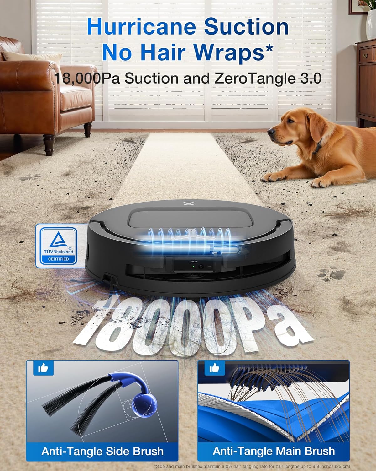 ECOVACS DEEBOT T80 Omni Robot Vacuum and Mop, 18,000Pa Suction, OZMO™ Roller, Real-Time Mop Washing