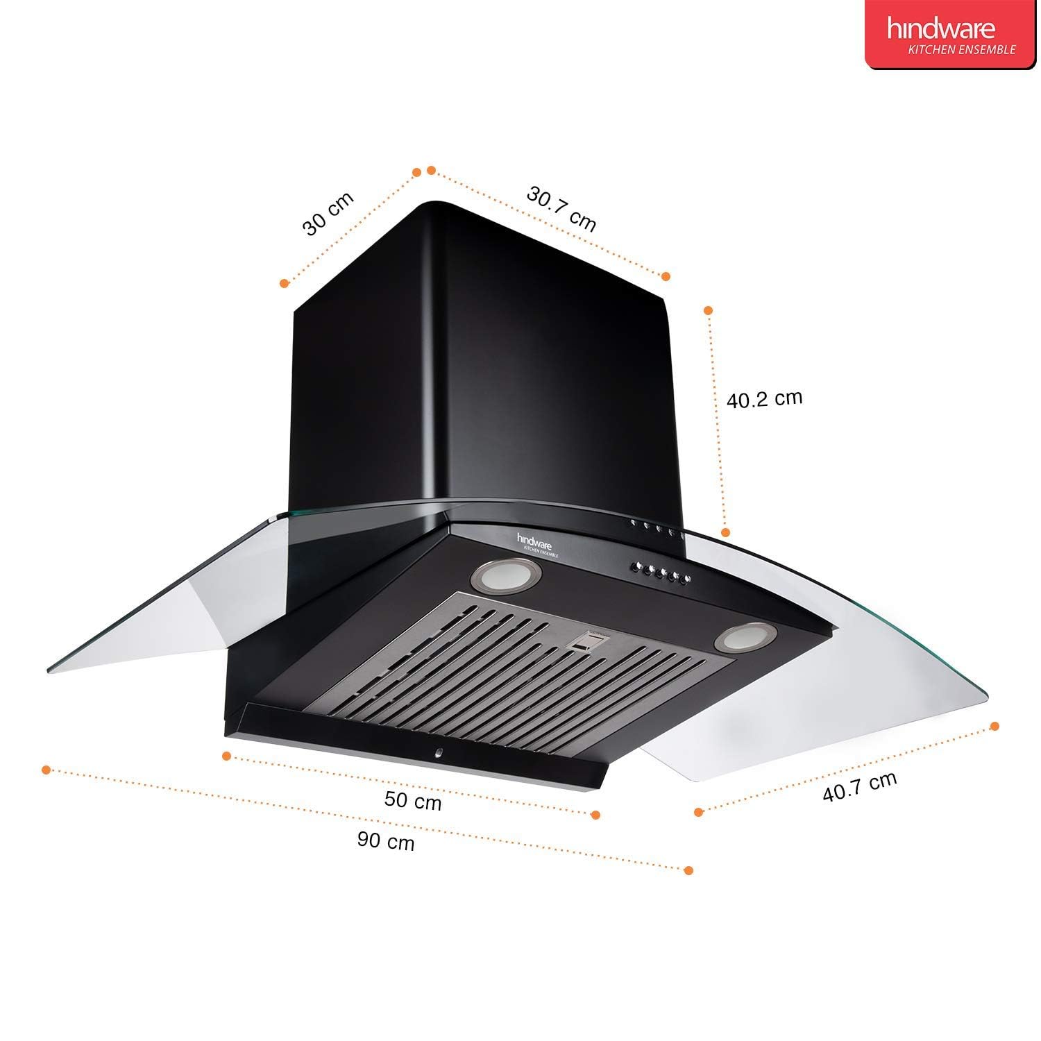 Hindware 90cm 1100 m3/hr Auto-Clean Chimney (Elena Black 90)