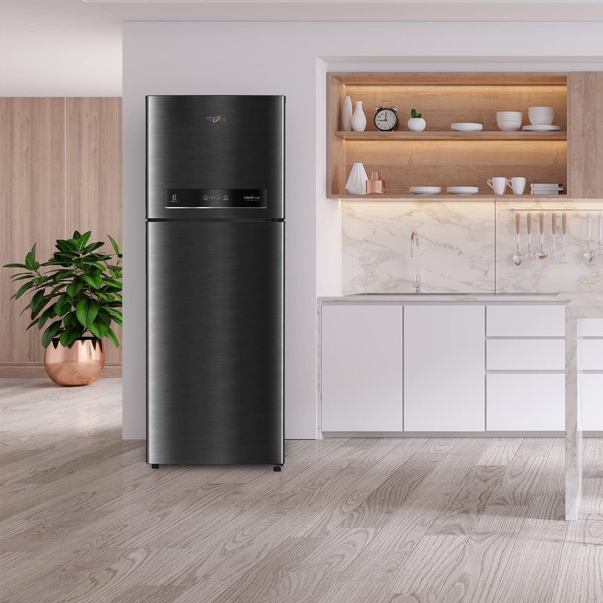 Whirlpool 440 L 3 Star Inverter Frost-Free Double Door Refrigerator with Adaptive intelligence technology(INTELLIFRESH INV CNV 455 3S, Steel Onyx,...