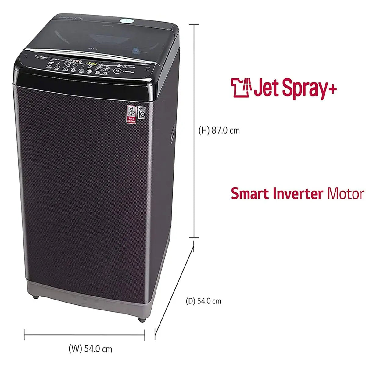 LG 6.5 Kg Inverter Fully-Automatic Top Loading Washing Machine (T7577NDDLK, Black Knight)