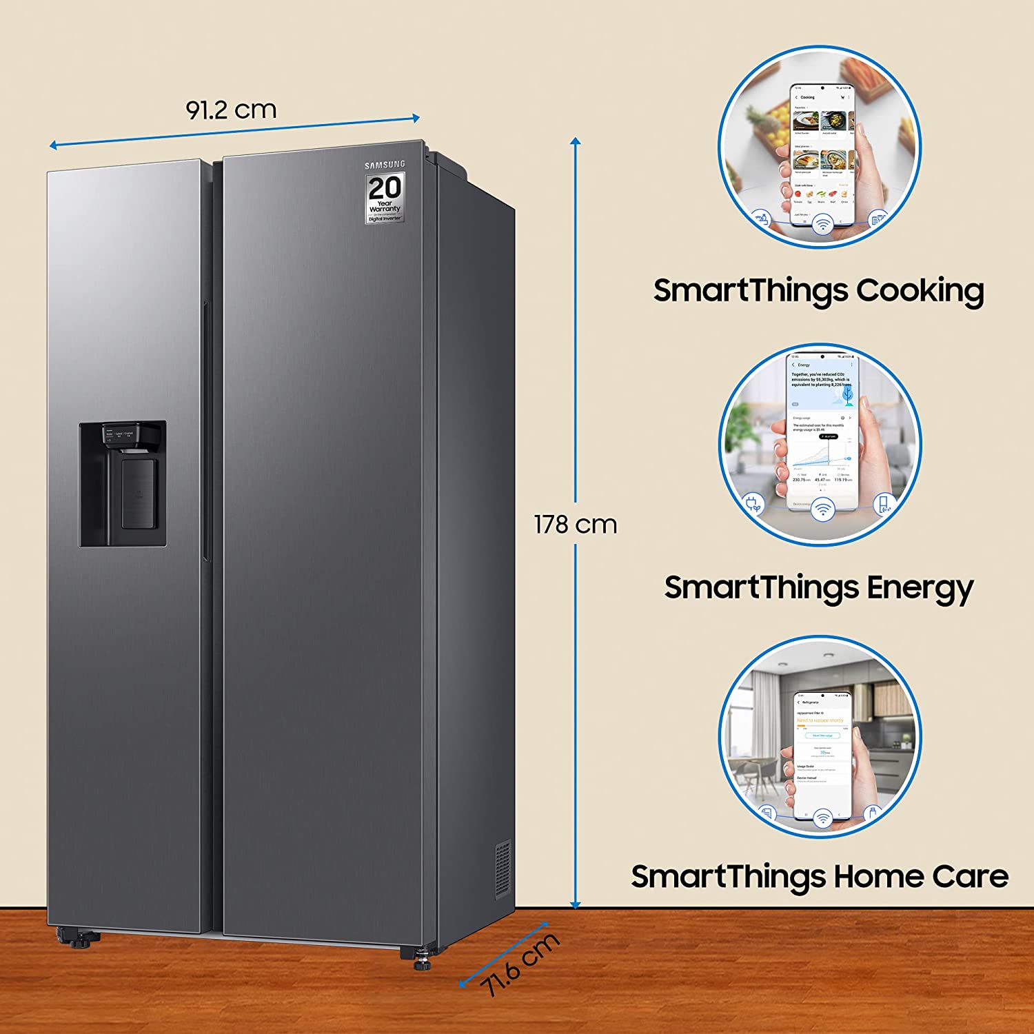 Samsung 633L RS78CG8543S9HL குளிர்சாதன பெட்டி நீர் &amp; ஐஸ் விநியோகிப்பான்