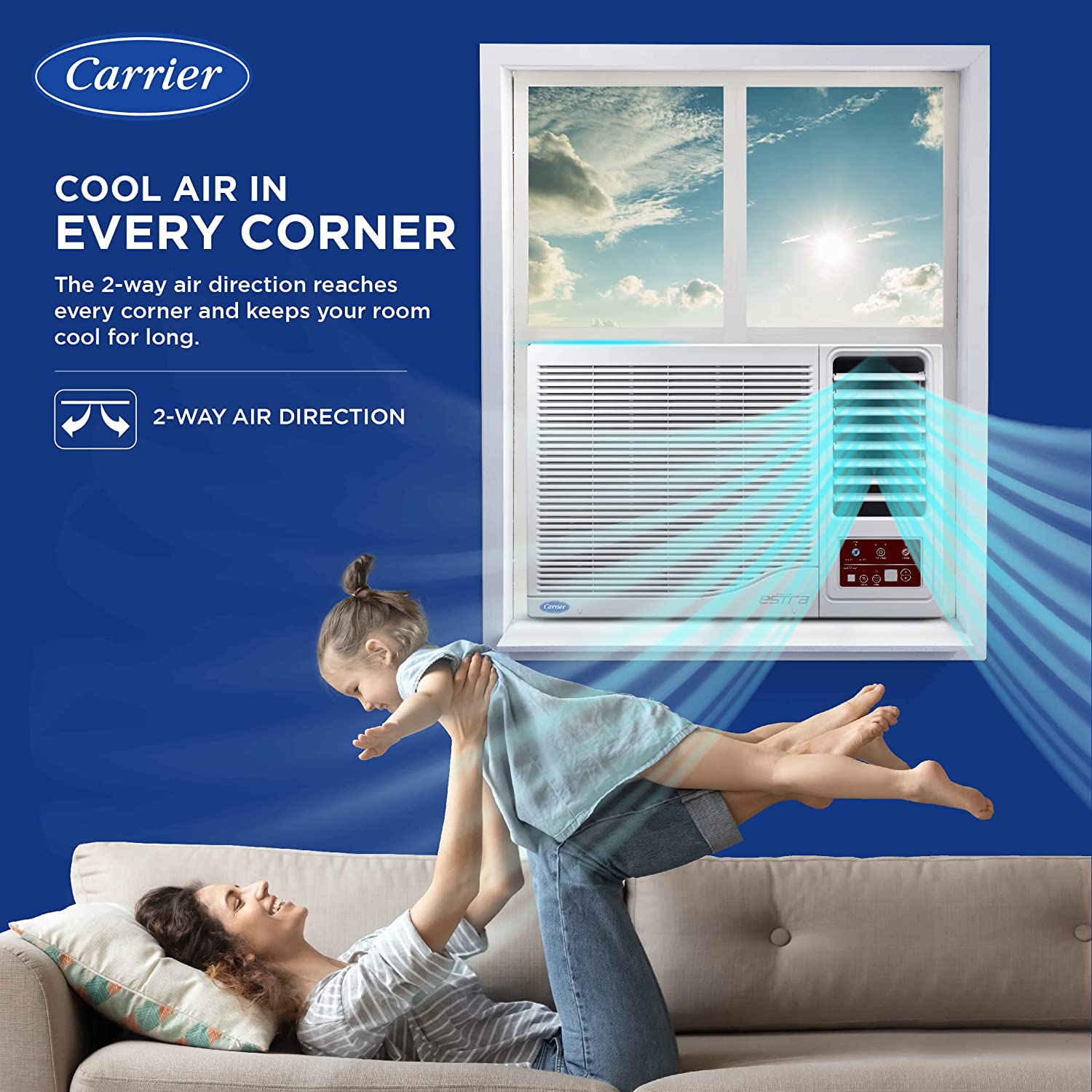 Carrier 1.5 Ton 3 Star Fixed Speed Window AC Estra DX -CAW18SC3R32F0 White