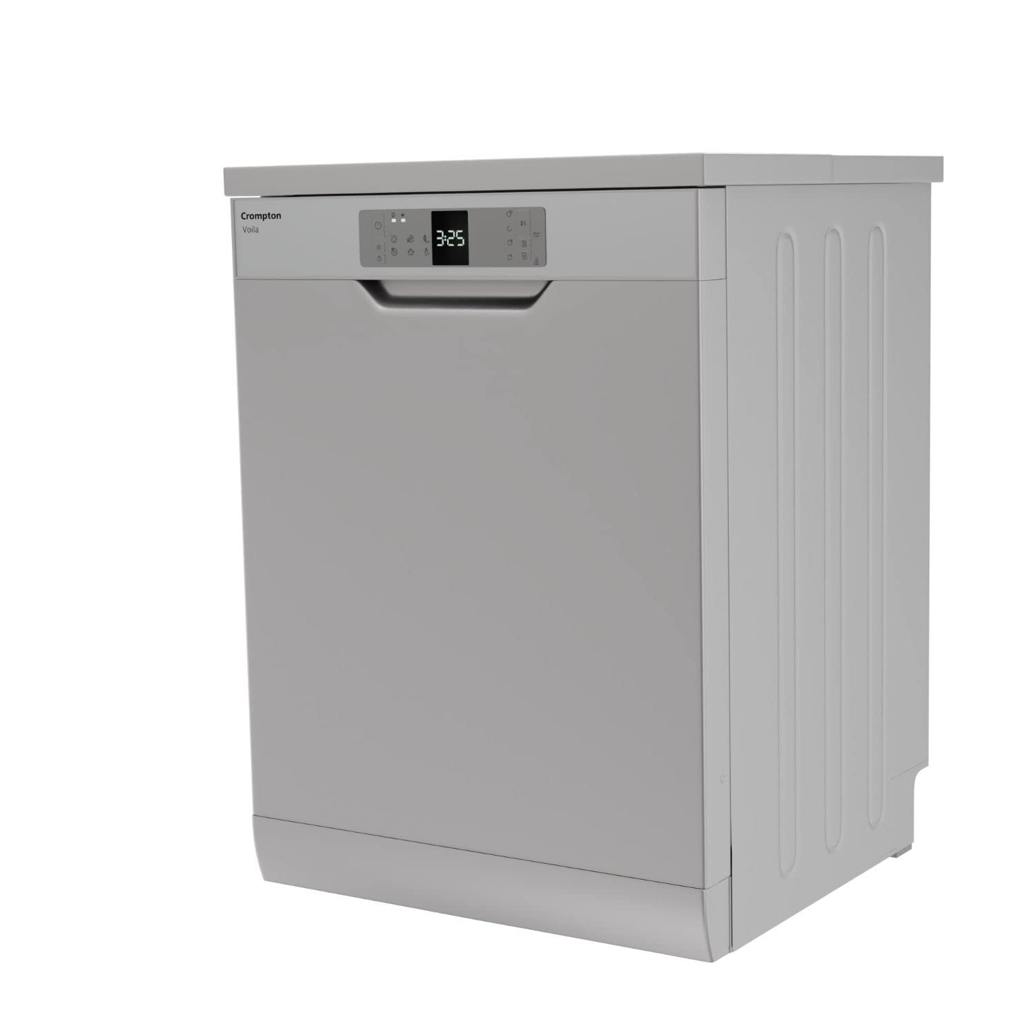 Crompton 12 Place Setting Freestanding Dishwasher with 6 Wash Programs and Super Active Drying System | Energy Saving Dishwasher with Stainless Steel Tub (Voilla 12 PS DW, Silver Inox,FS-DWVO