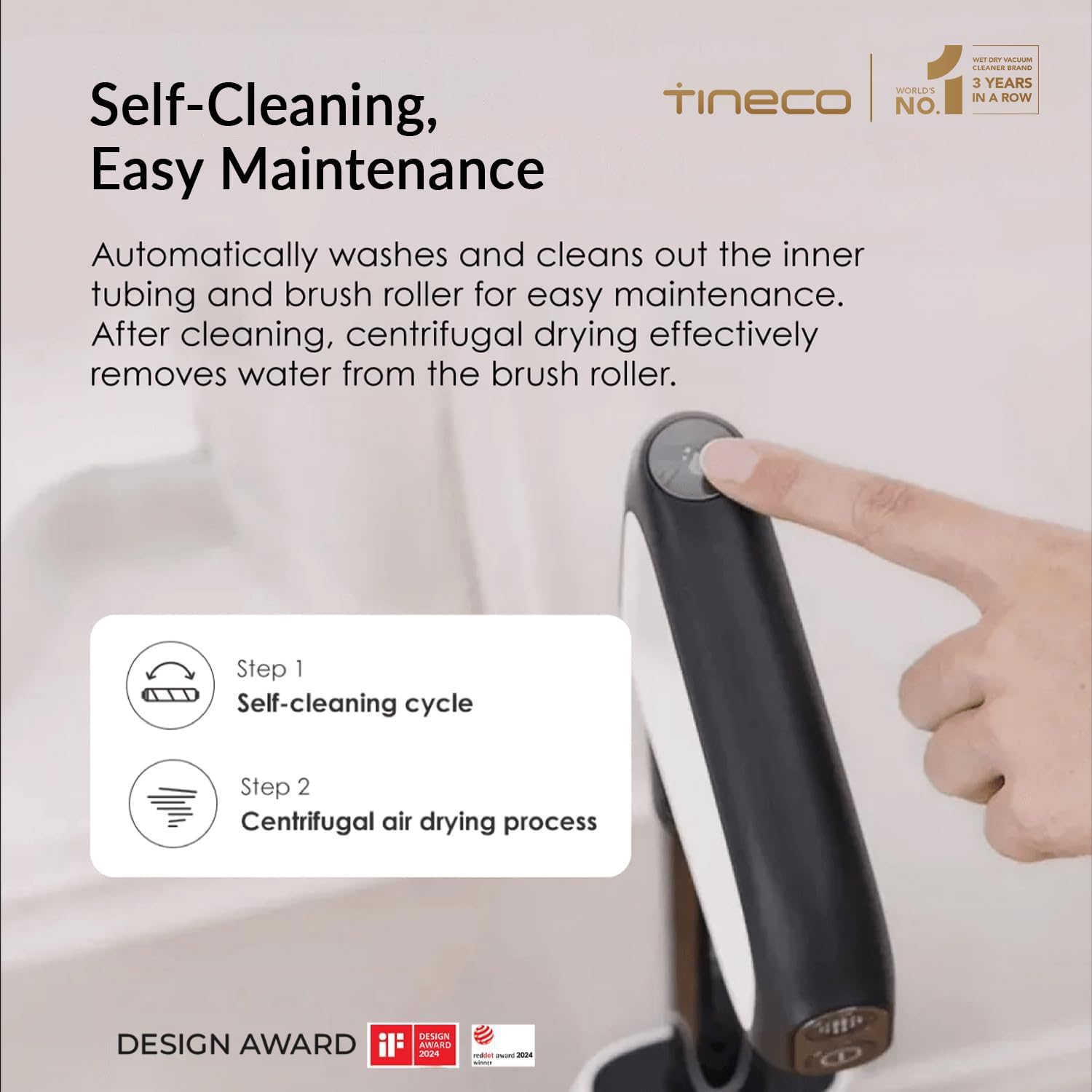 Tineco Floor ONE S5 Plus: Smart Cordless Wet & Dry Vacuum Cleaner and Mop for Hard Floors, Removes Tough Stains & Pet Hair, Patented iLoop & Self-Cleaning Brush