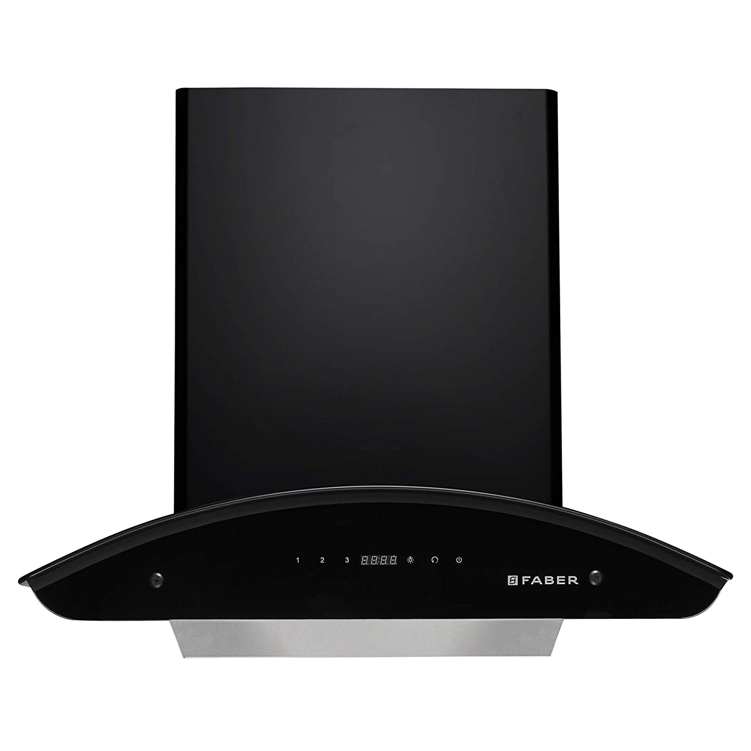 Faber 60 cm 1500 m³/hr Auto-Clean curved glass Kitchen Chimney (HOOD PRIMUS PLUS ENERGY HC SC BK 60, Baffle Filter, Touch Control, Black)
