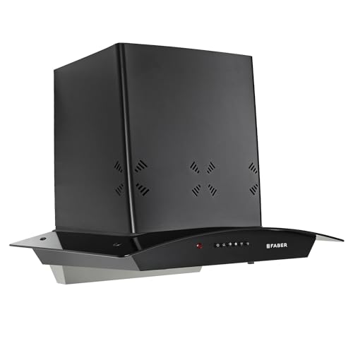 Faber 60cm 1150 m³/hr Autoclean Kitchen Chimney | Curved Glass | Filterless | Black Finish | Push Button Control | 8Yr Warranty on Motor 2Yr Comprehensive by Faber | HOOD ACE PRO IN 3D HC PB