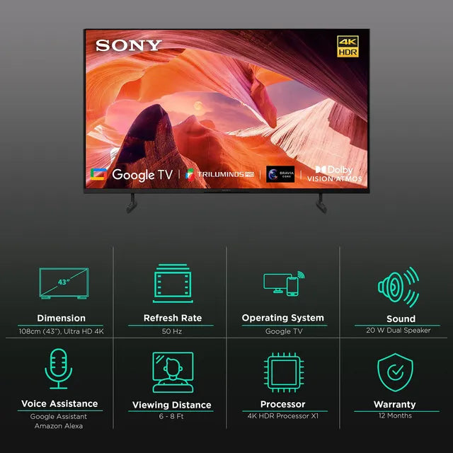 X80L  KD-43X80L 108cm(43) 4K Ultra HD | HDR | Smart TV (Google TV)