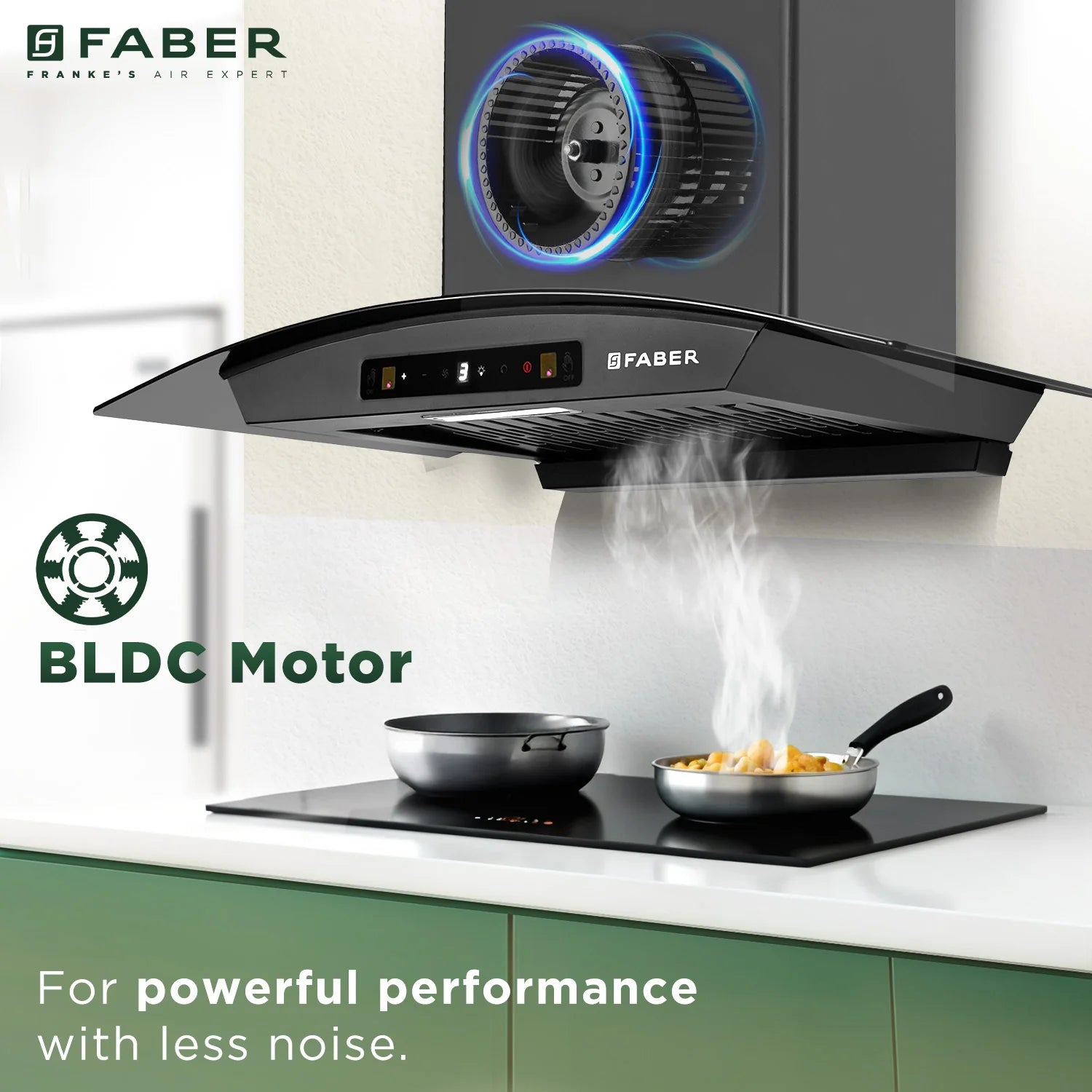 Faber Hood Zeal BLDC HC SC FL BK IN 75 - C – 75cm Kitchen Chimney, 1500 m³/hr Suction & Heat Auto Clean