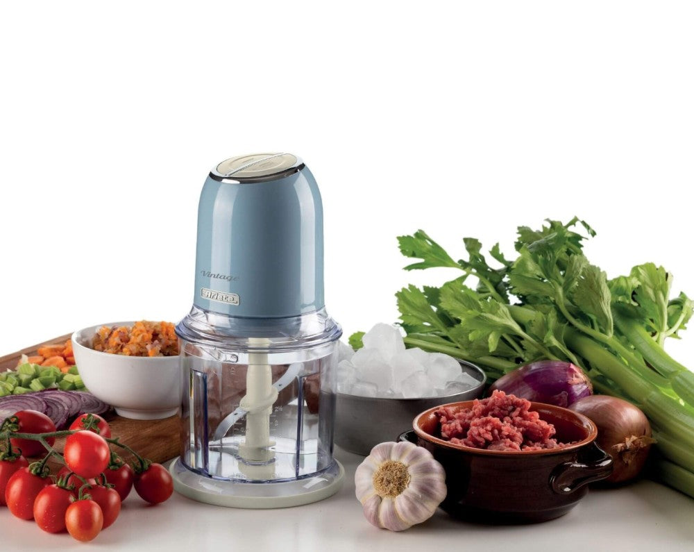 Ariete 438, Vintage chopper, ice crusher, 2 speeds, 4 stainless steel blades, 600 ml, 400 W, Blue