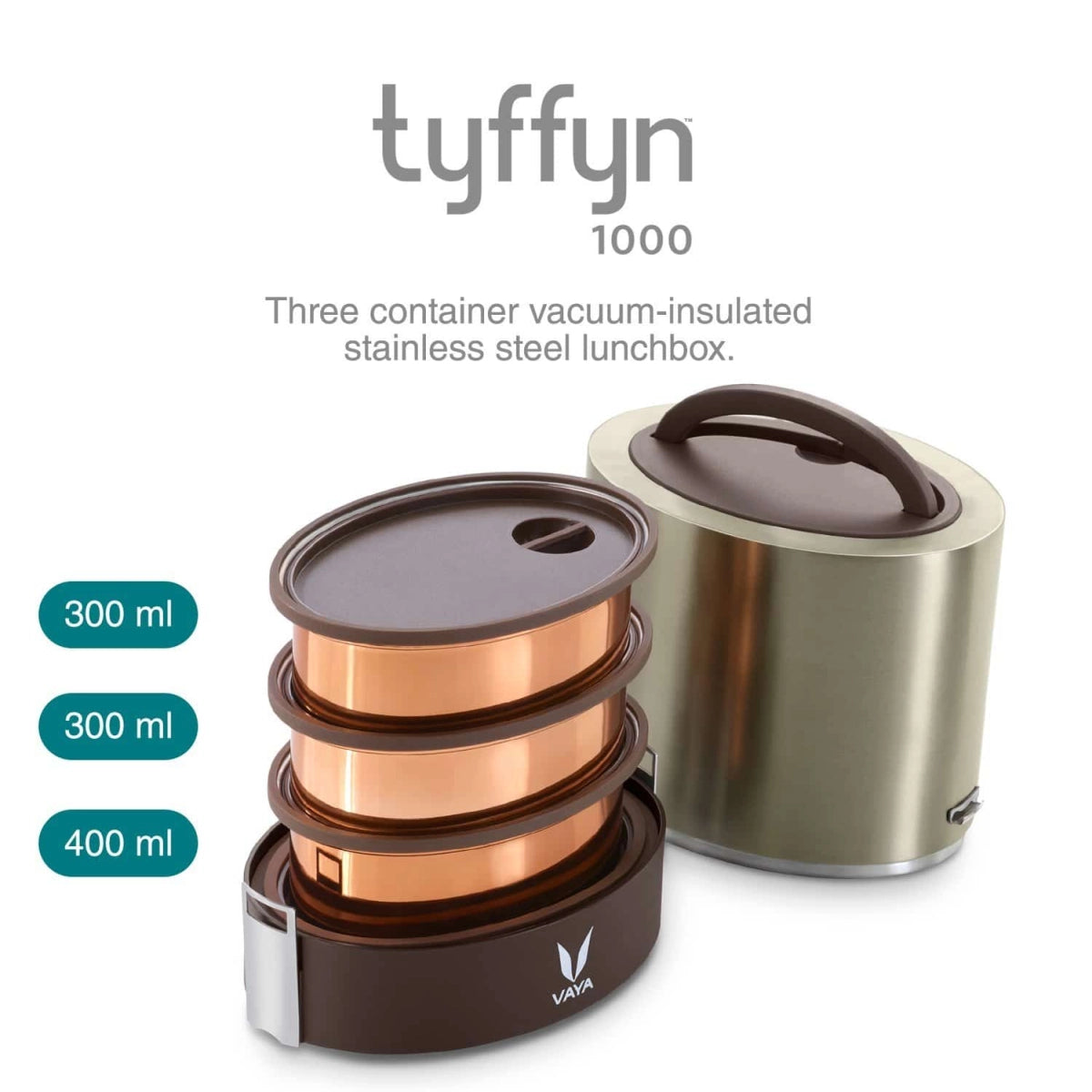 Vaya Tyffyn - 1000 ml - Graphite - w/o BagMat 3 Containers Lunch Box (1000 ml)