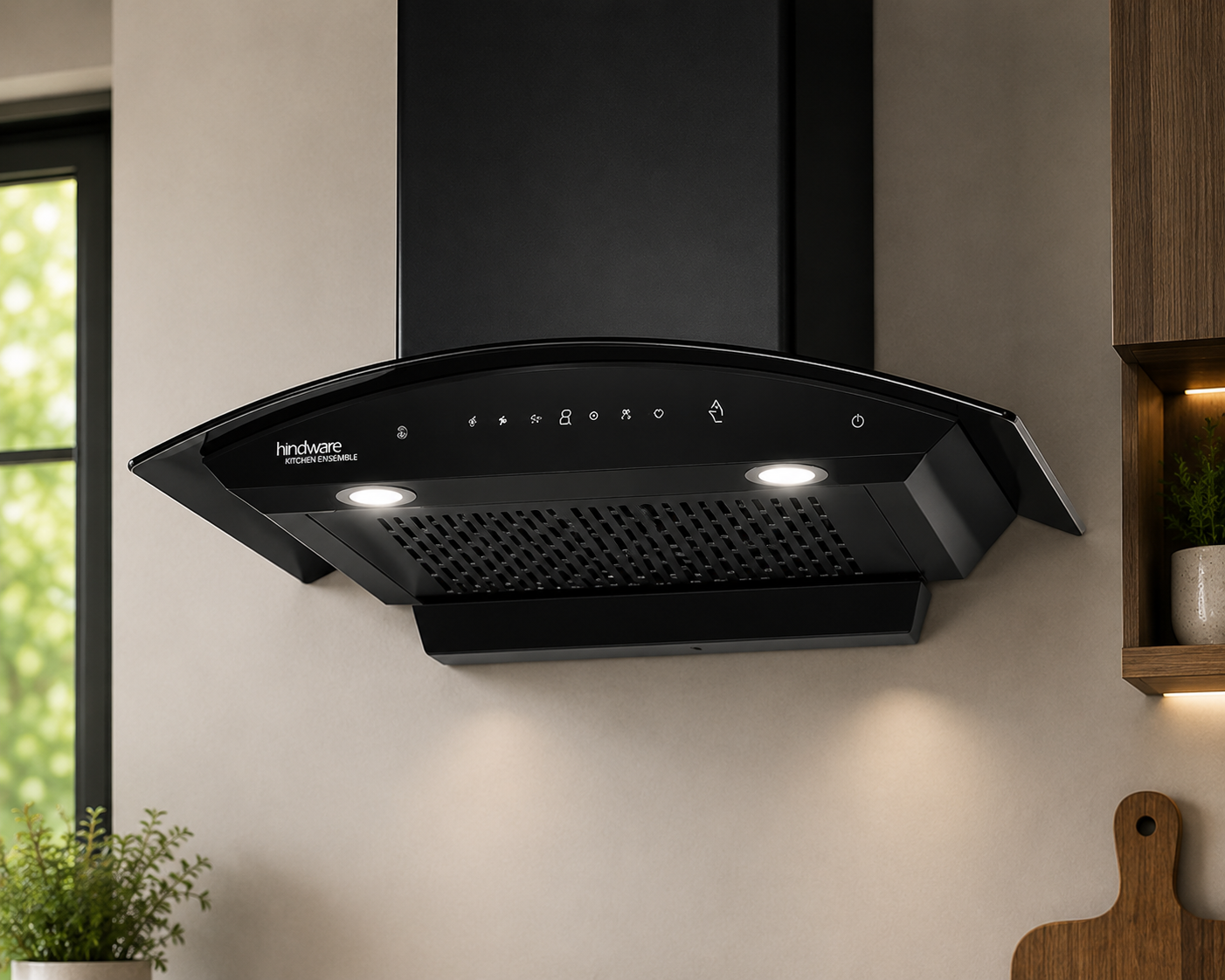 Hindware Divina Neo 60 Chimney + Alverio 2 Burner Manual Cooktop Combo