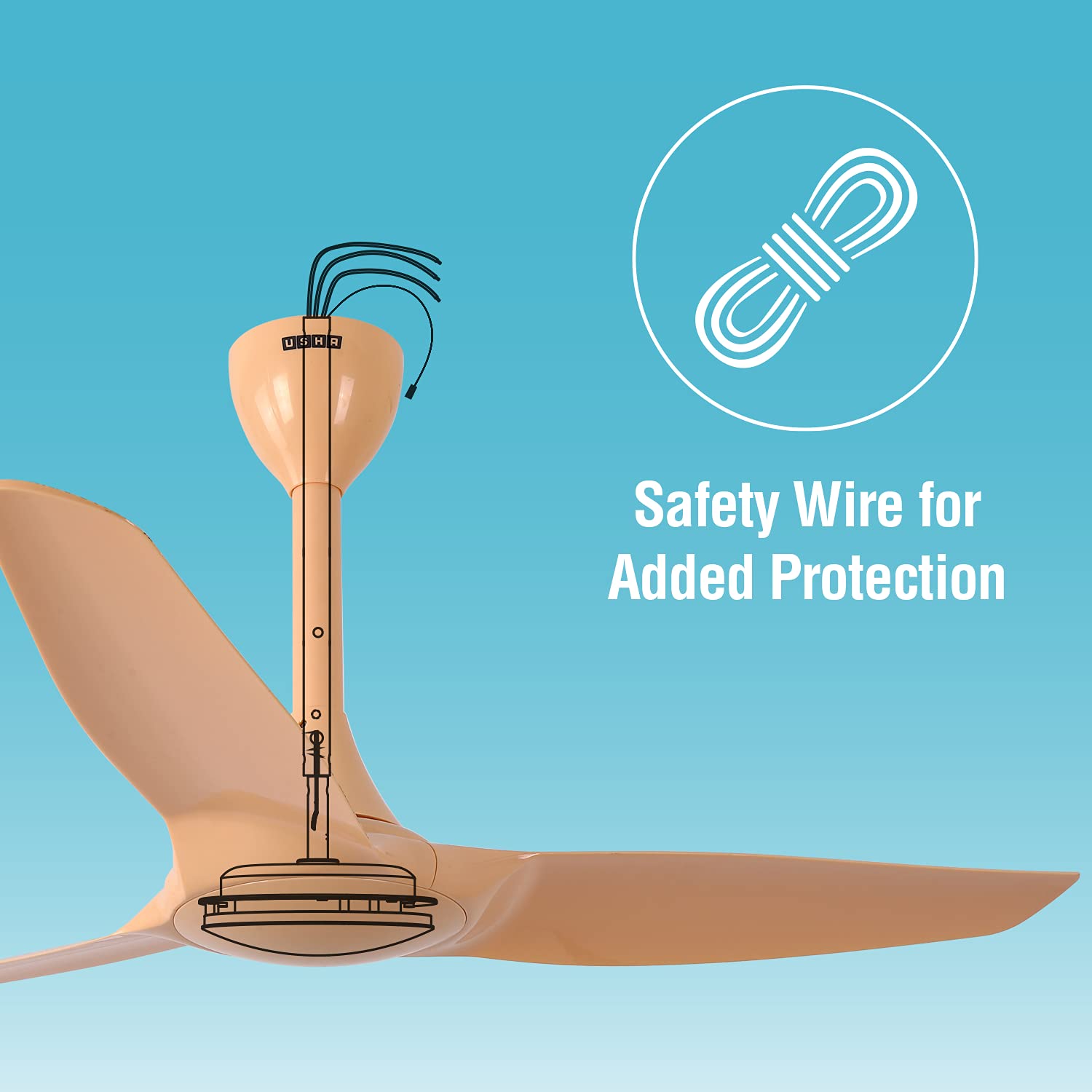 USHA Heleous 1220mm Premium BLDC Fan Golden Yellow