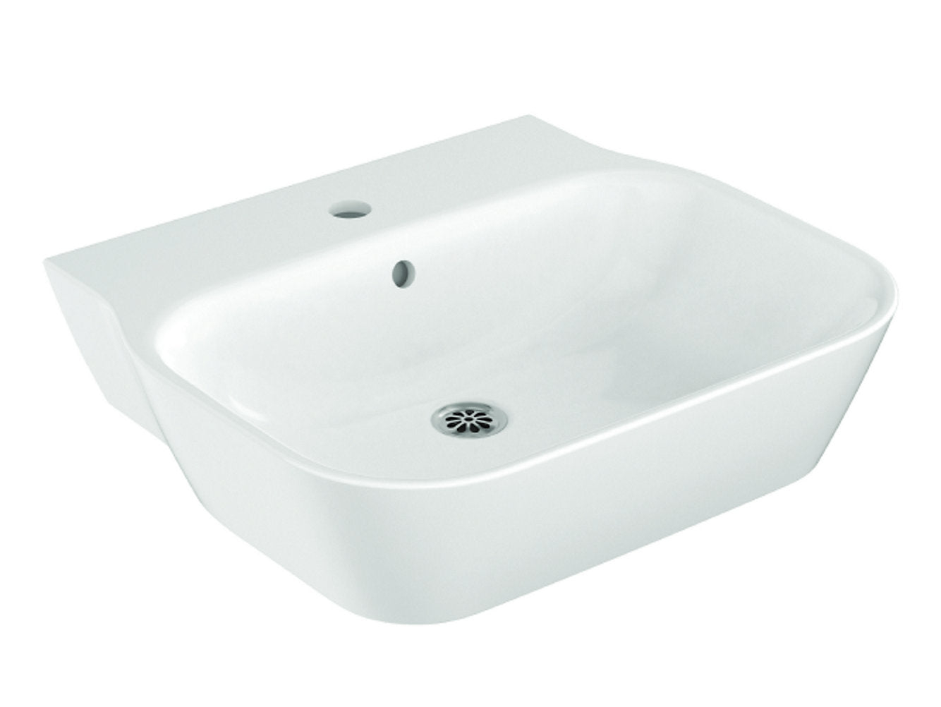 வெள்ளை நிறத்தில் ஒற்றை குழாய் துளையுடன் கூடிய kohler K-31460IN-0 450மிமீ சதுர சுவர் மவுண்ட் பேசின்