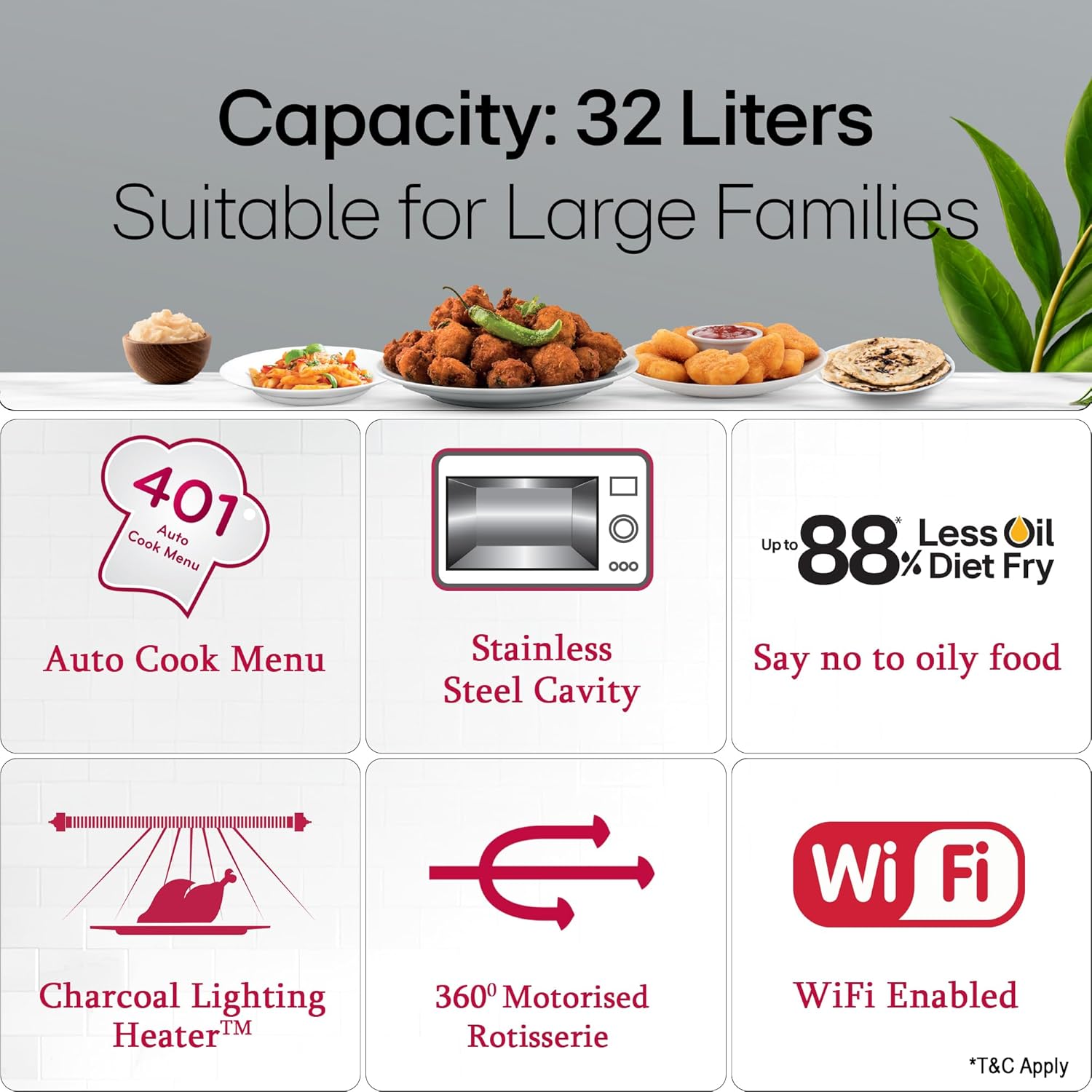 LG 32 L Scan to Cook Wi-Fi Enabled Charcoal Convection Healthy Microwave Oven MJEN326ULW