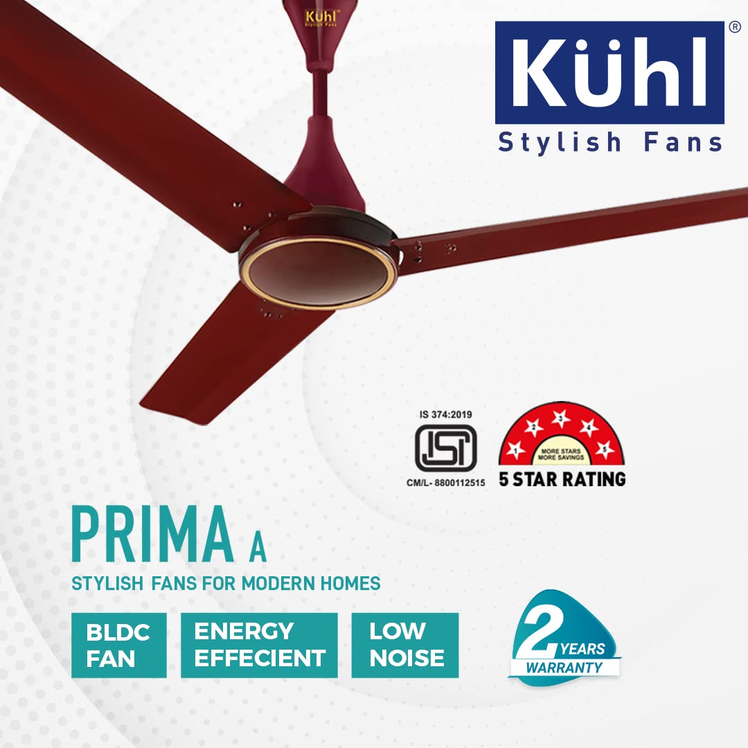 KUHL Prima A Stylish BLDC Fan | 5-Star Rated Marked Brown